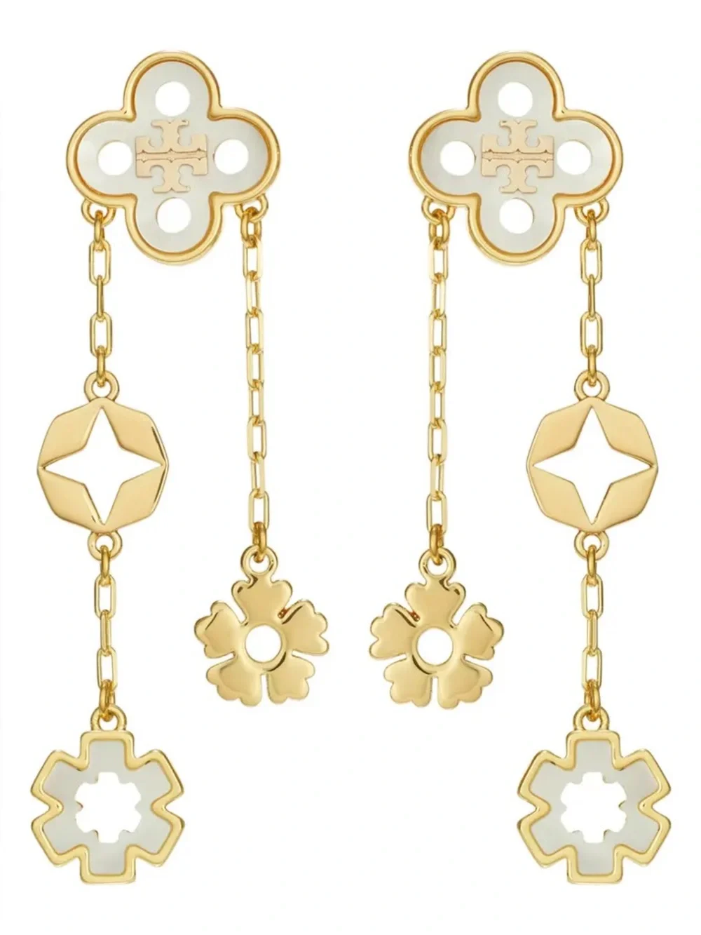 Tory Burch forget me not drop earrings.